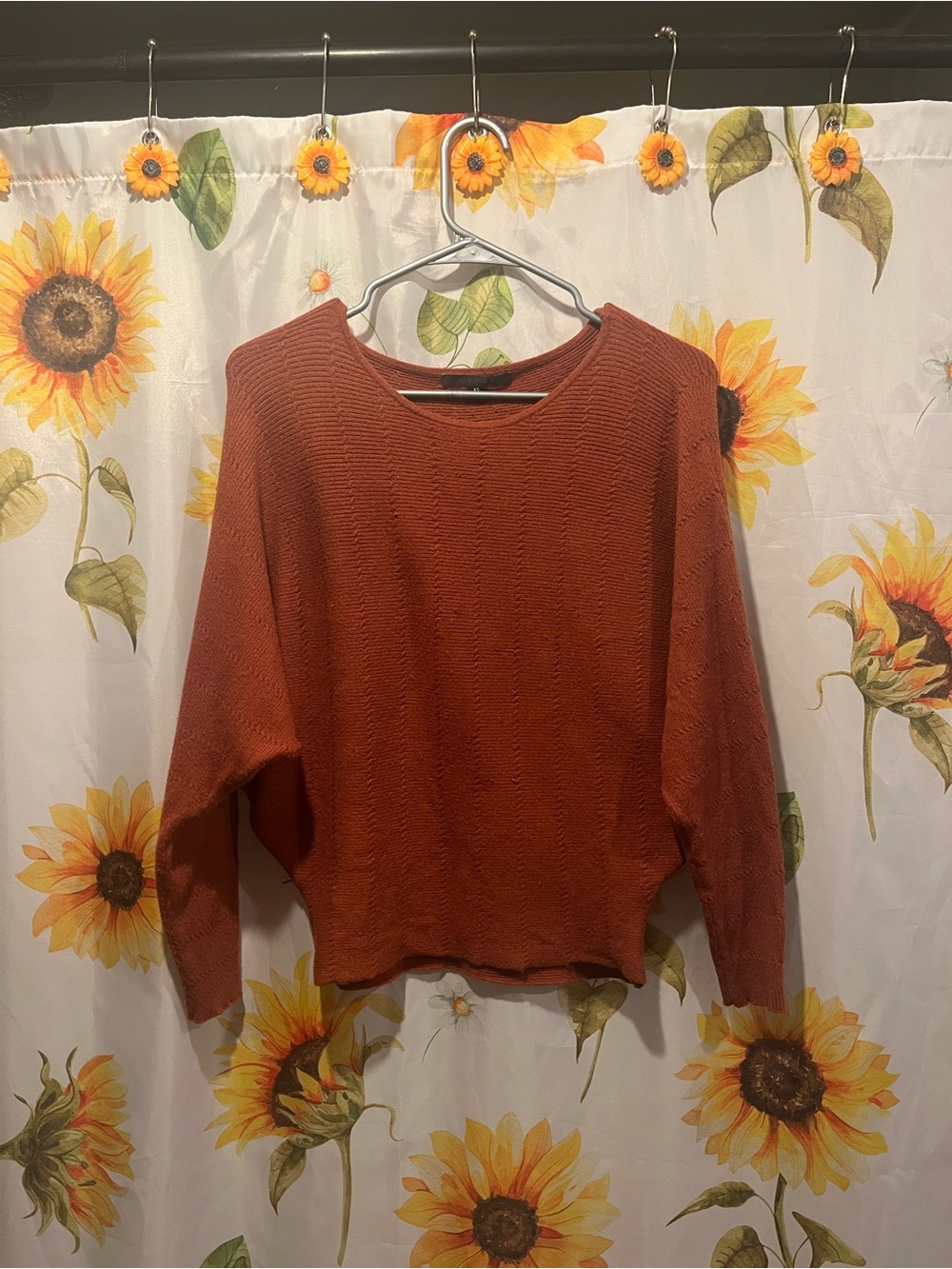Cyrus Rust Orange Lightweight Knit Crewneck Sweater
